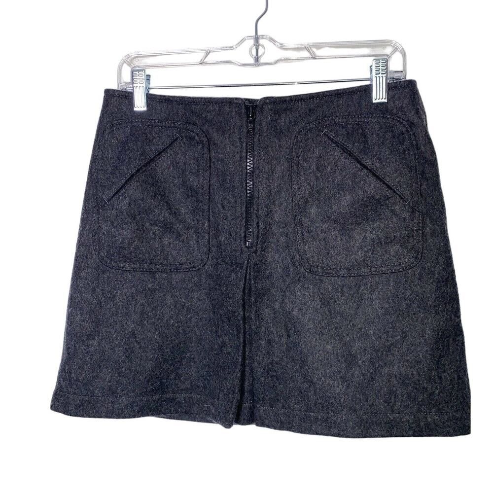 Women's Gap Wool Blend Charcoal Gray Mini Skirt with Pockets 6 !